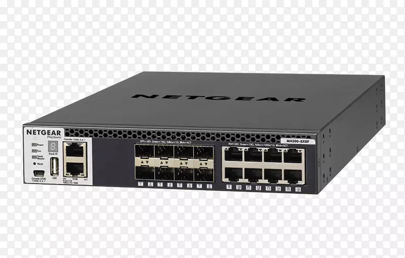 NETGEAR安全m 4300-8x8f交换机网络交换机10千兆以太网可堆叠交换机-NETGEAR交换机1U