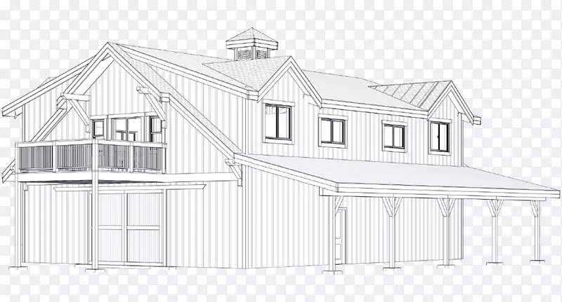 房屋素描建筑屋顶棚-打开承重墙
