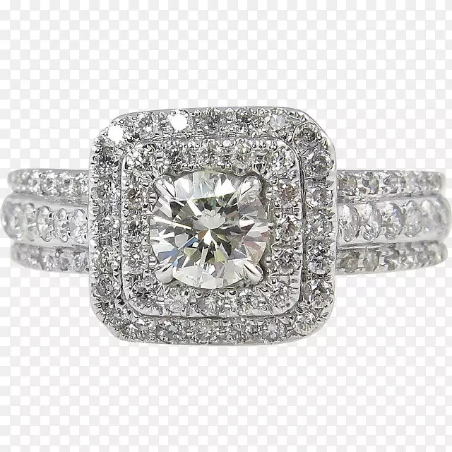 结婚戒指银白金首饰蒂芙尼铺路钻石戒指