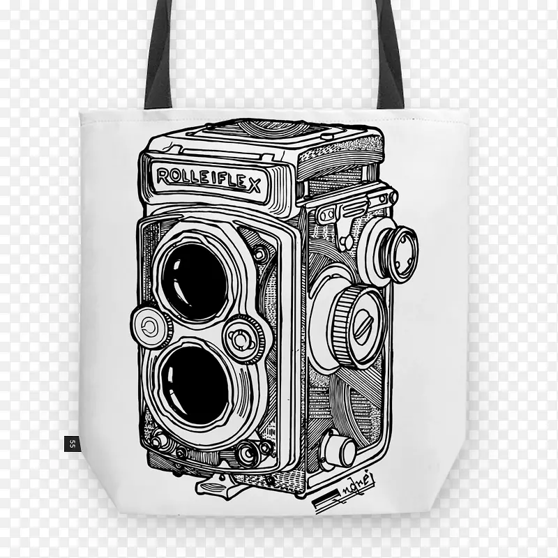 绘图插图素描艺术Rolleiflex-Rolleiflex老式相机