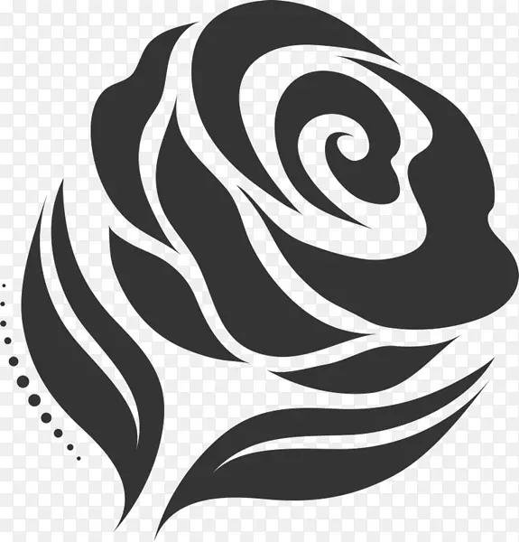 图花卉设计黑玫瑰图案设计叶橡胶邮票
