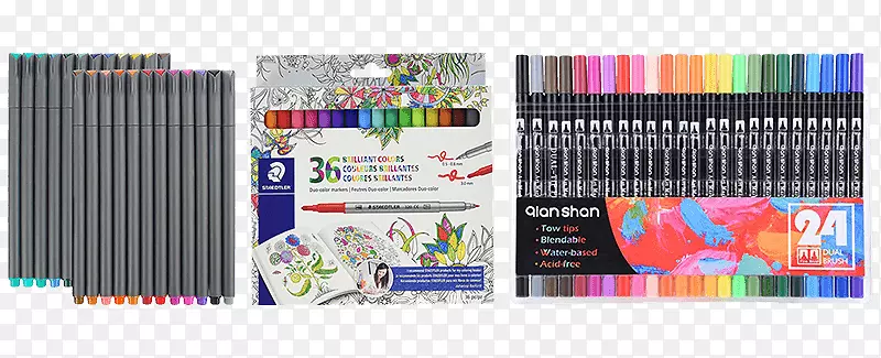 笔画着色剂书笔，Prismacolor 3721高级双端艺术标记，精细和凿制的ti-彩色标记。
