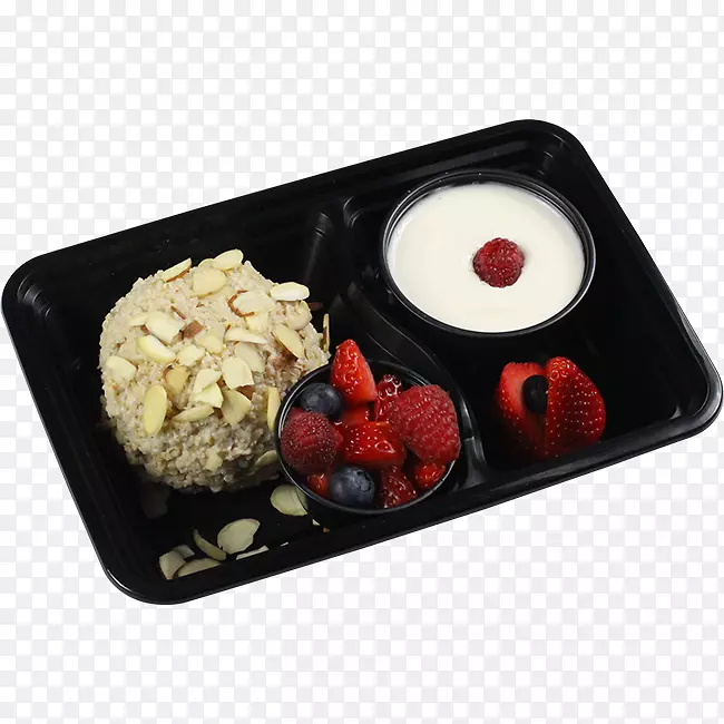 蕨类植物活星托盘-薄荷希腊菜、素食、酸奶-新鲜浆果燕麦片