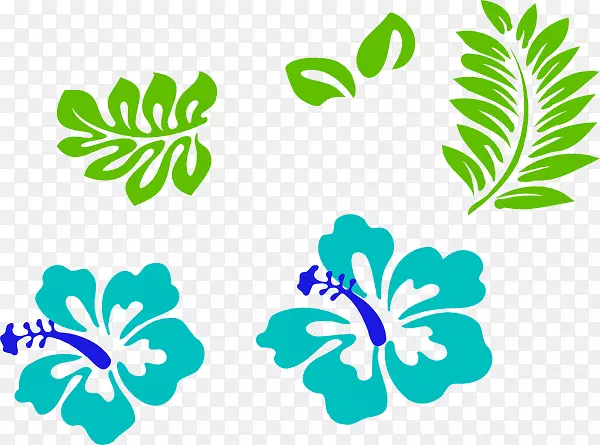 夏威夷剪贴画边框迷迭香形象绿叶芙蓉
