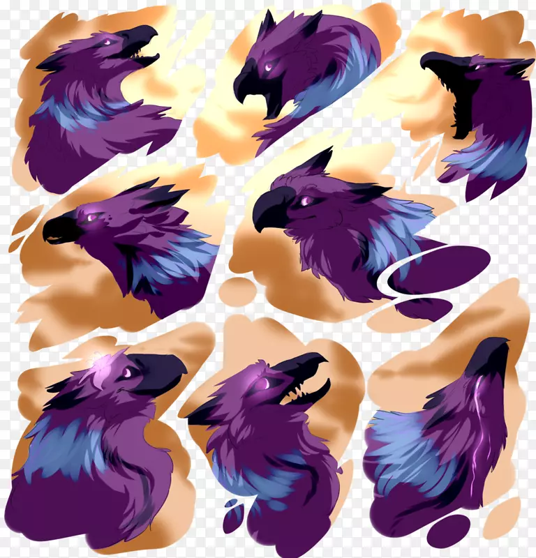 插图图形羽毛紫色设计-美丽的鸟儿一起飞翔