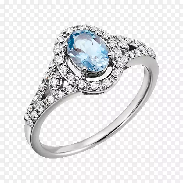 结婚戒指珠宝蓝宝石海蓝宝戒指