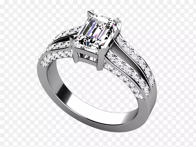 订婚戒指钻石珠宝.劈开柄钻石戒指的设置
