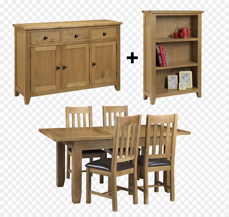 落叶餐桌，餐椅，家具.建造的书架