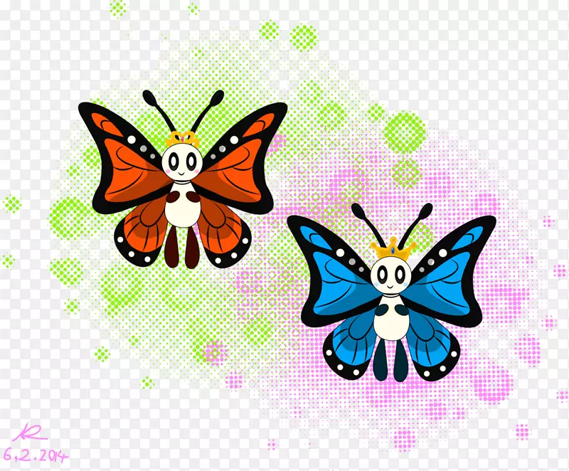 帝王蝴蝶，毛茸茸的蝴蝶，昆虫，剪贴画-橙色的仙女翅膀女孩