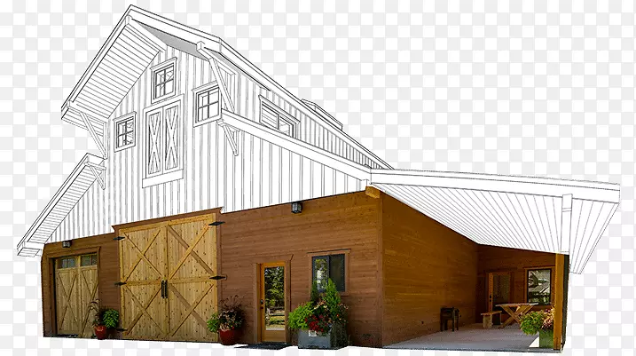 谷仓杆式建筑框架屋顶房屋-谷仓车库