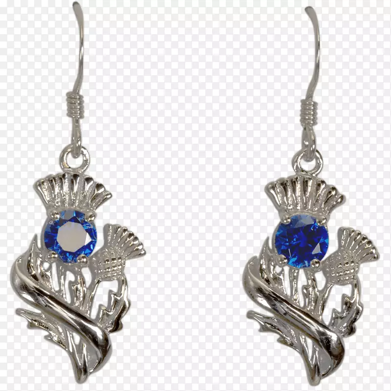 耳环、珠宝、链饰、吊坠、银-纯银蓝宝石耳环