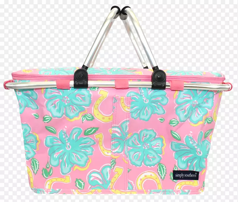 手提包手提行李粉红色m型行李图案-野餐午餐袋
