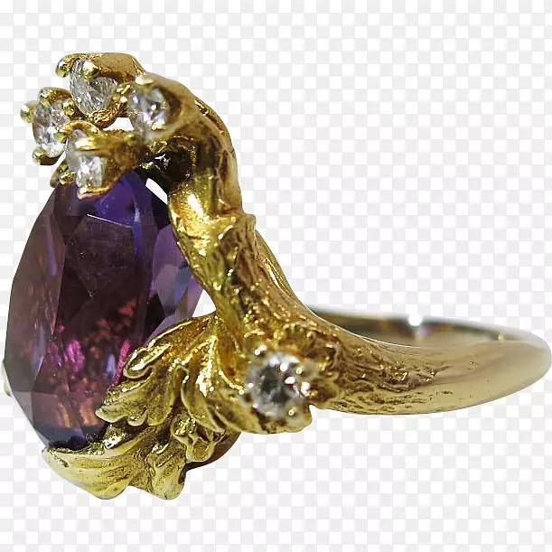 紫水晶戒指金胸针首饰.迪奥礼服50年代