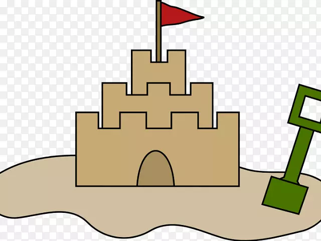 剪贴画沙艺术和游戏图形图像开放部分-可爱的沙城堡着色页