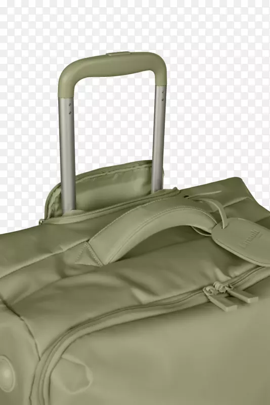 行李手提包手提箱轮子手提行李.滚筒上的绿色背包