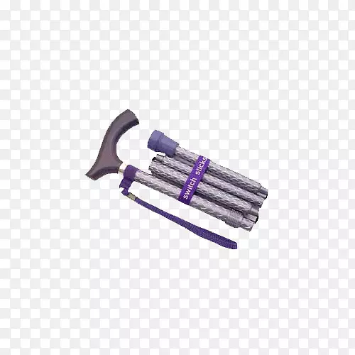 带皇家紫色凹版辅助手杖的折式可调手杖.步行手腕重量