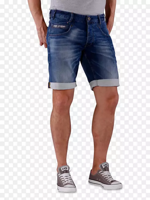 牛仔裤、牛仔、百慕大短裤-浅蓝色短裤