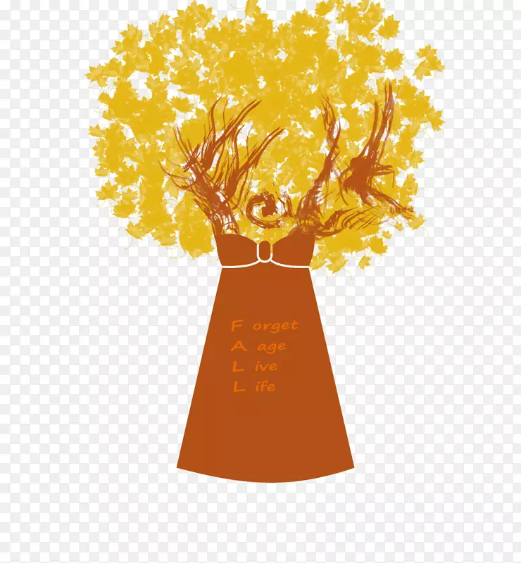图形插图字体树-秋季毛衣连衣裙