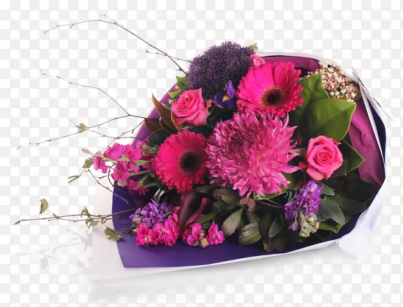 花卉设计切花花束花盆粉红色紫色花心
