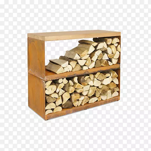 耐候钢烤木经典100块肉块-木柴储藏室