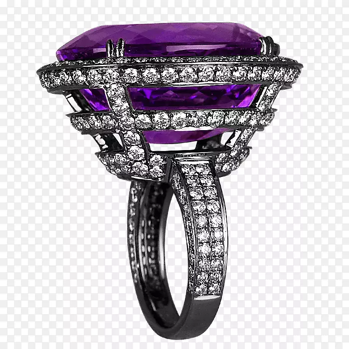 紫水晶戒指珠宝蓝宝石翡翠紫水晶钻石戒指