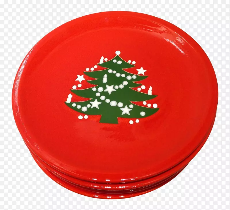 盘子圣诞树餐具圣诞日-红色圣诞盘子
