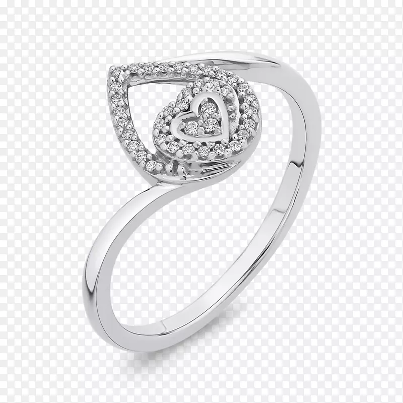 订婚戒指纸牌克拉钻石-10k白金戒指