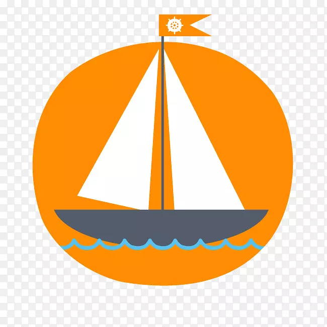 帆船.橙色船旗