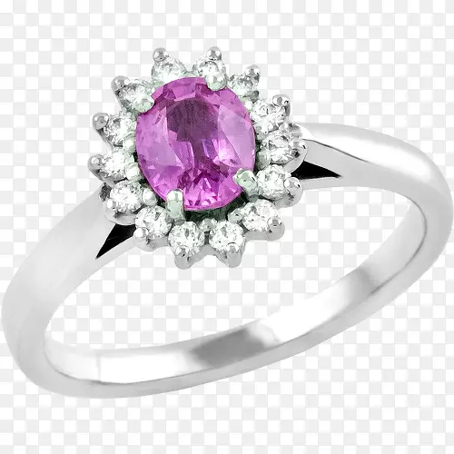 紫水晶耳环钻石蓝宝石-粉红色钻石戒指