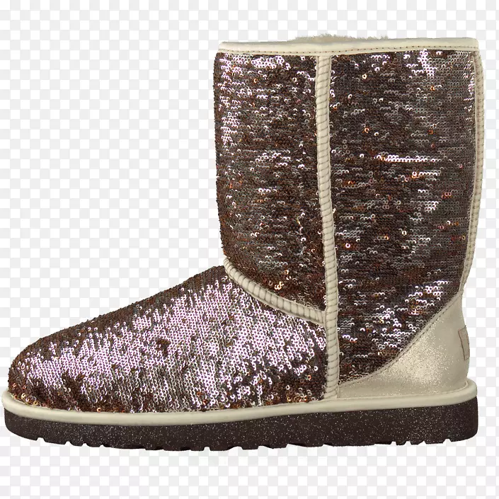 雪靴鞋紫红色闪光靴