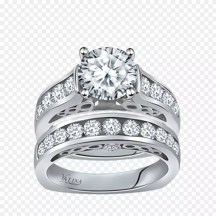 结婚戒指订婚戒指珠宝.松散石头用白金戒指