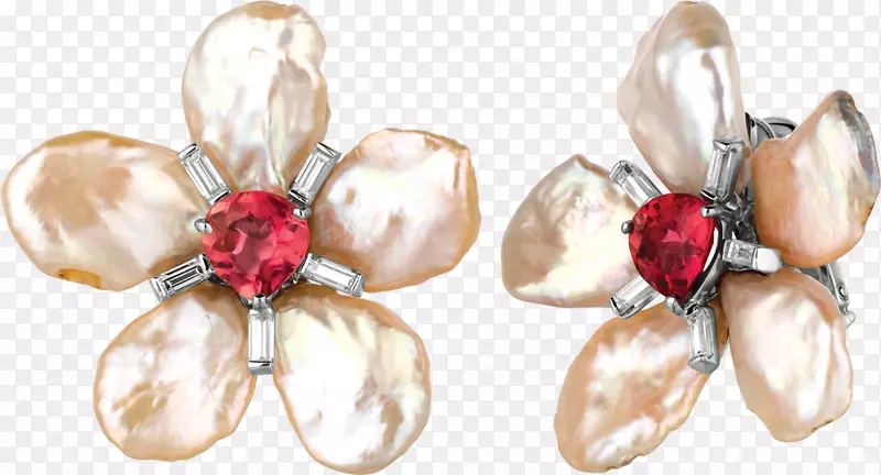 耳环体珠宝胸针人体-红花耳环