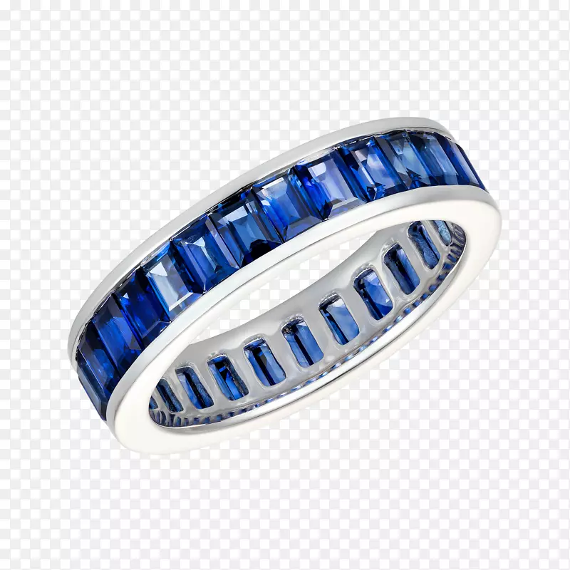 蓝宝石永恒戒指红宝石结婚戒指-蓝色无限带