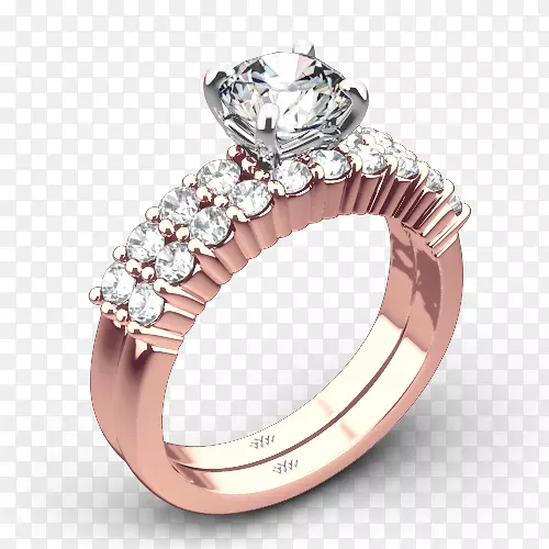 婚戒订婚戒指钻石玫瑰金婚纱套
