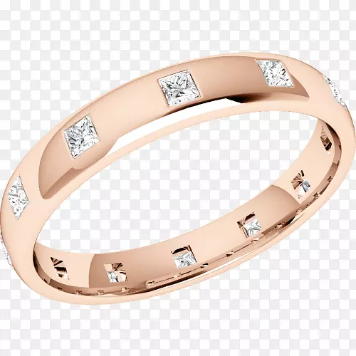 结婚戒指公主切割钻石金-女士钻石戒指1右