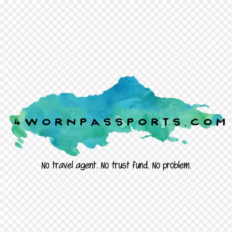 水徽标字体绿松石-护照旅行引语