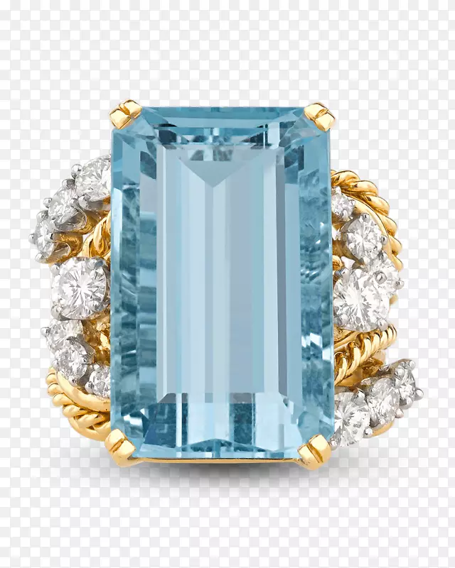 蓝宝石戒指克拉宝石钻石海蓝宝钻石戒指
