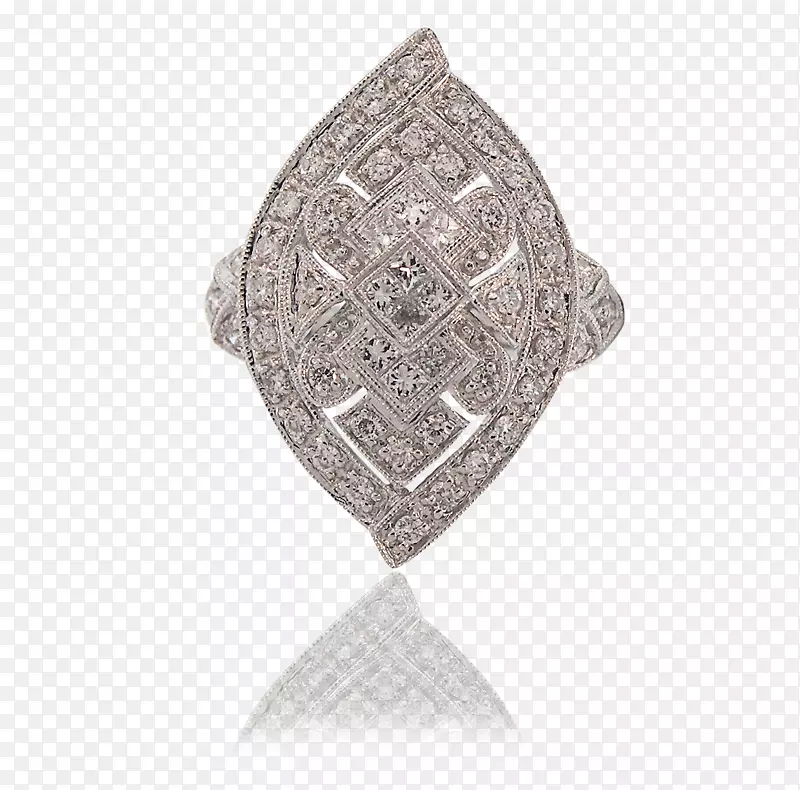 银吊坠-艺术装饰钻石戒指