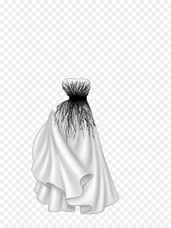 长袍黑白论坛意见颈-女士流行连衣裙
