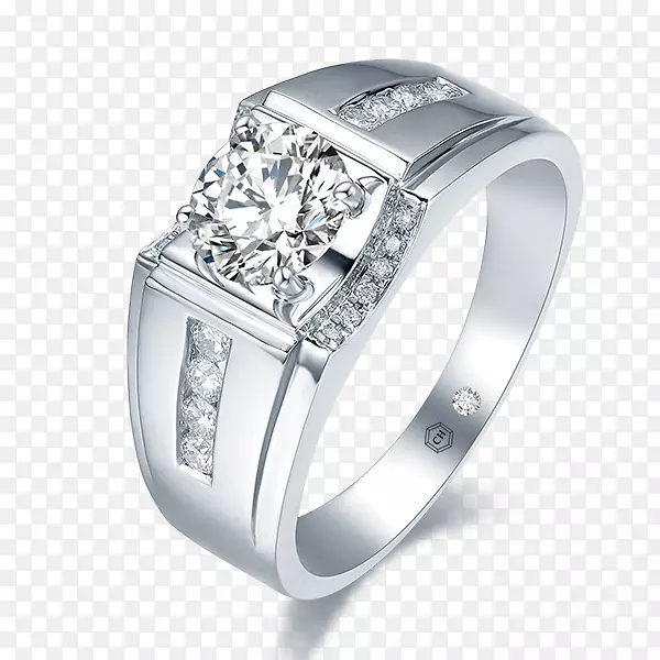 结婚戒指钻石白金贝泽尔抛光的原始钻石戒指