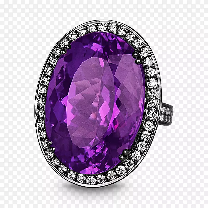 订婚戒指紫水晶钻石结婚戒指