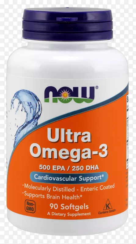 膳食补充剂欧米茄-3现在溴化酶500毫克氨基葡萄糖现在食物超omega-3500 epa/250 dha鱼油胶囊
