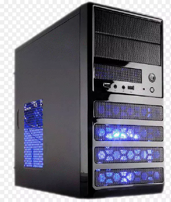 电脑机箱和外壳，罗斯威尔双风扇微型ATX微型塔式计算机箱，带蓝色LED照明护林员-m Rosewilatx迷你塔箱fbm microatx-自定义pc风扇格栅