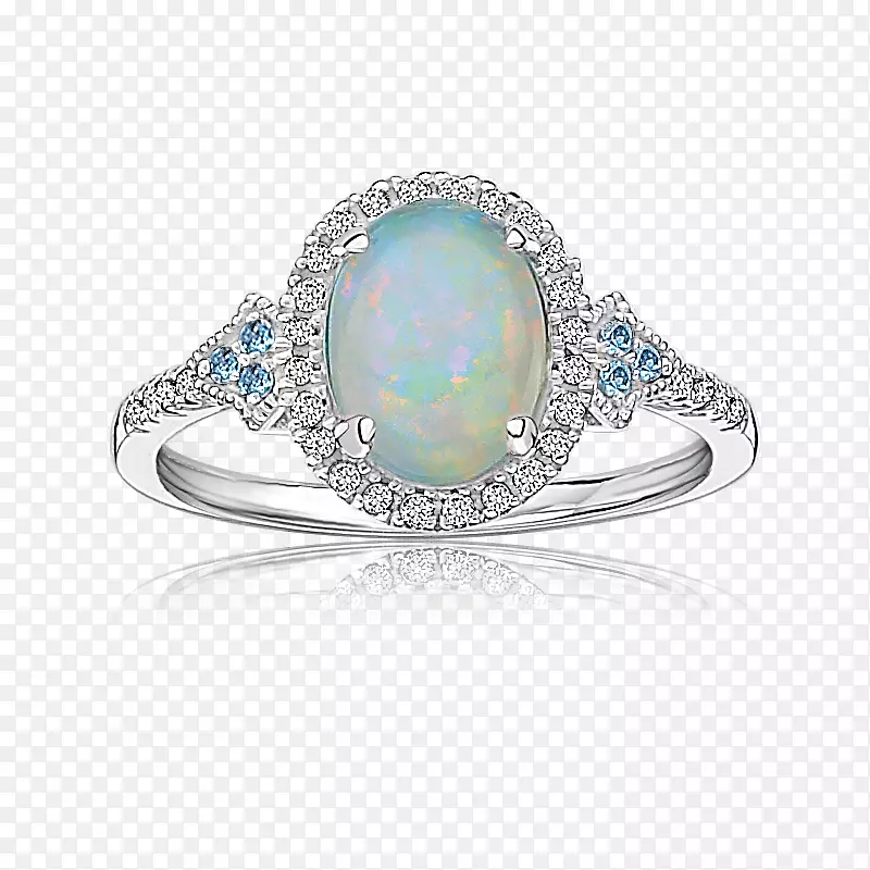 蛋白石订婚戒指结婚戒指宝石蛋白石戒指