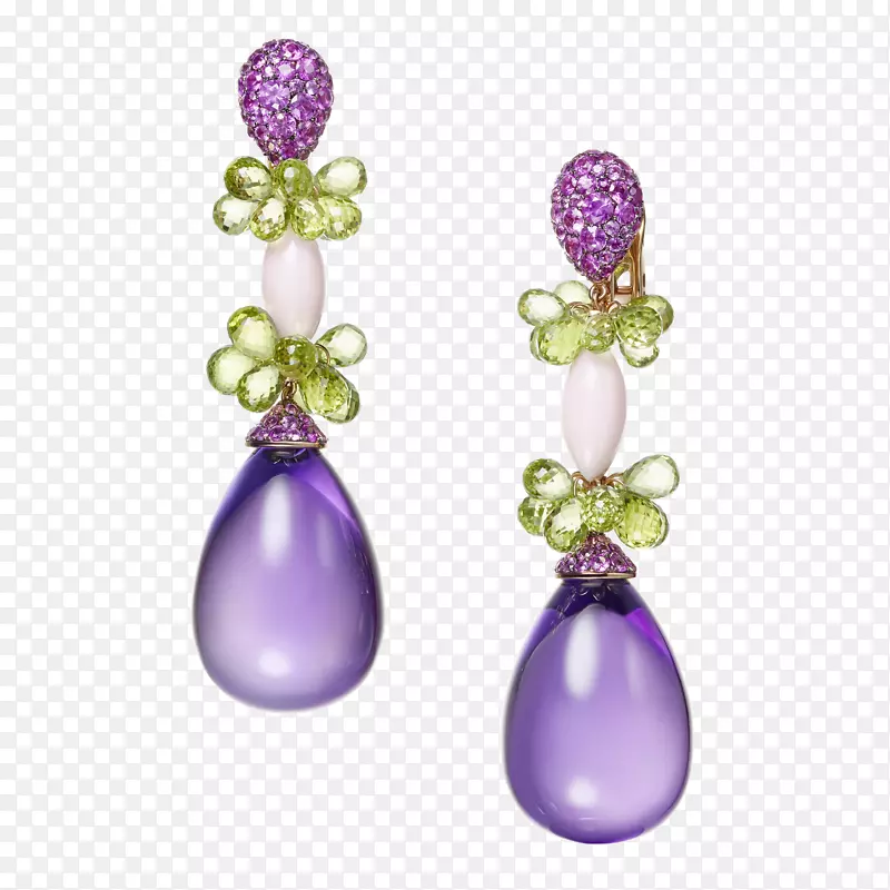 耳环紫水晶珠宝宝石珍珠紫色紫水晶耳环