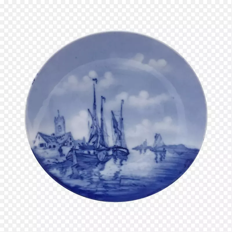 盘子装饰艺术古董瓷器花瓶航海蓝白板