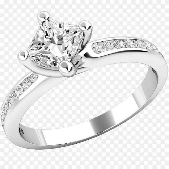 婚戒钻石切割公主切割钻石戒指女人