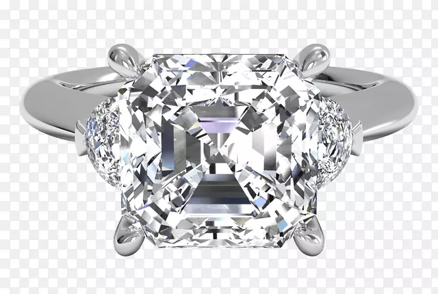 钻石切割订婚戒指公主切割半月流星带