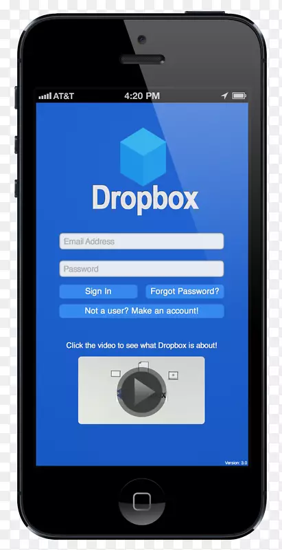 智能手机功能手机手持设备移动应用程序iphone-Dropbox登录