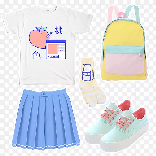 T恤纺织品儿童服装袖子-可爱的简体背包翻滚